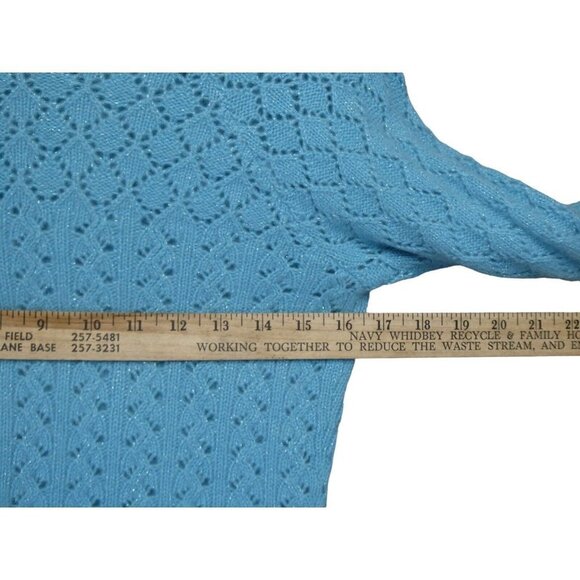 Neiman Marcus Sweater Womens Size M Cashmere Blend Blue Shimmery‎ - Picture 6 of 8